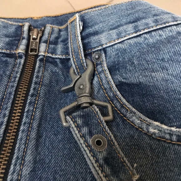 Carmar Los Angeles Distressed Denim Zip Front Skirt, Size 27 - Picture 3 of 10